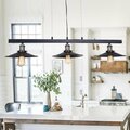 Warehouse Of Tiffany Camie 3-Light Kitchen Island Linear Chandelier, Matte Black P8008-3M